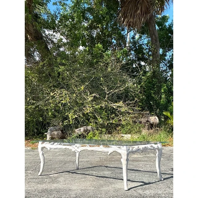 Vintage Regency Metal Faux Bois Coffee Table - Detail view