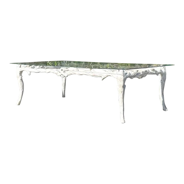 Vintage Regency Metal Faux Bois Coffee Table