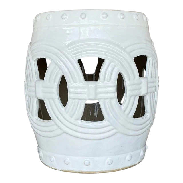 Vintage Regency Glazed Ceramic Low Stool