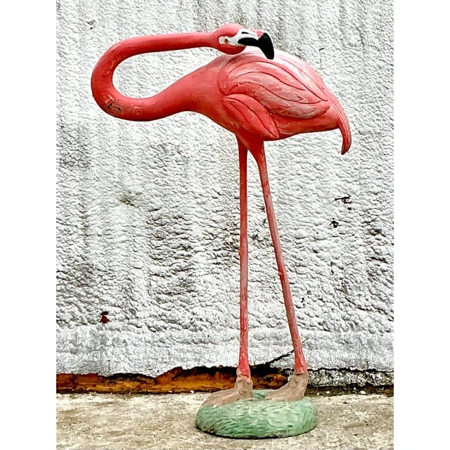 Vintage Mid-Century Modern Monumental Fiberglass Tall Flamingo - Detail view