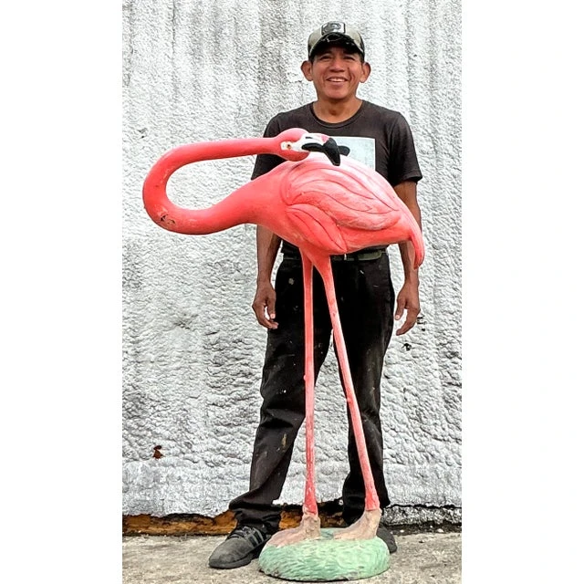 Vintage Mid-Century Modern Monumental Fiberglass Tall Flamingo - Side view
