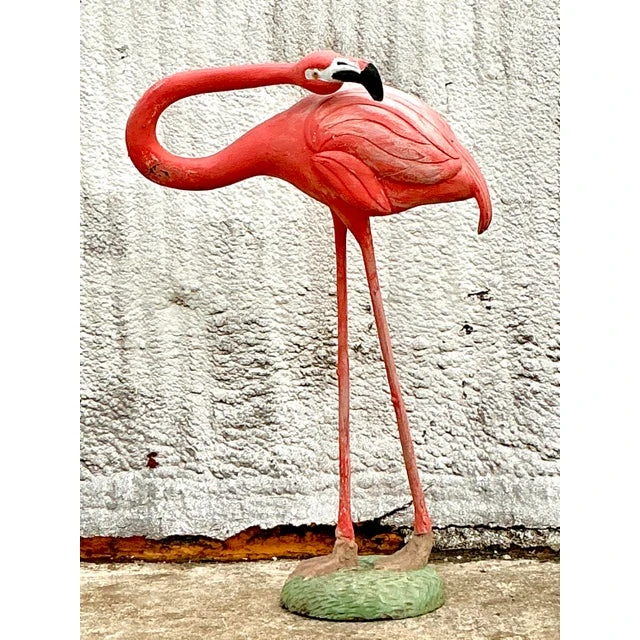 Vintage Mid-Century Modern Monumental Fiberglass Tall Flamingo - Back view