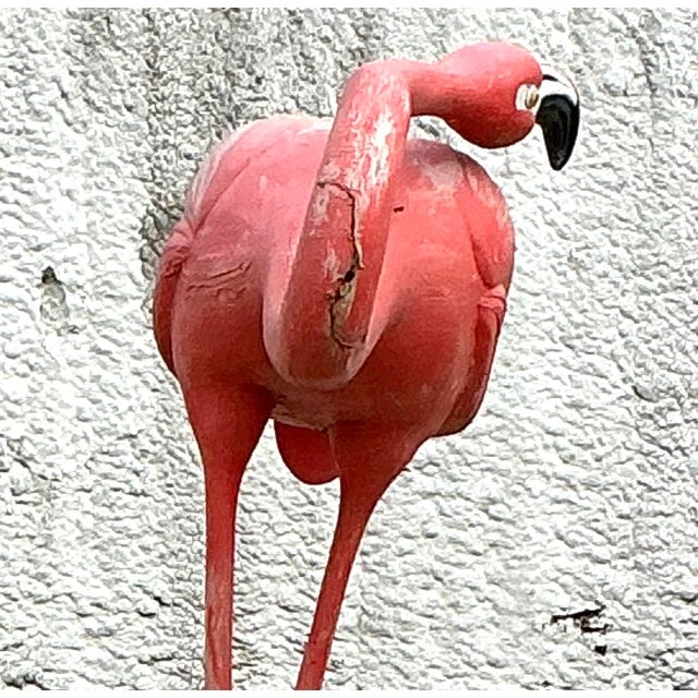 Vintage Mid-Century Modern Monumental Fiberglass Tall Flamingo - Top view