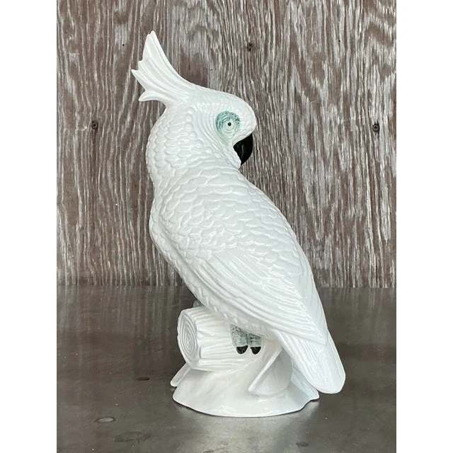 Vintage Regency Glazed Ceramic Cockatoo - Back view