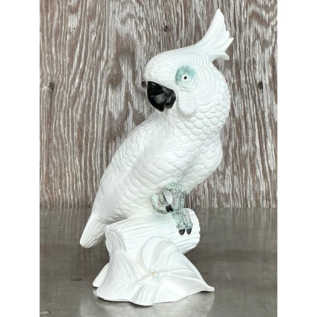 Vintage Regency Glazed Ceramic Cockatoo - Top view