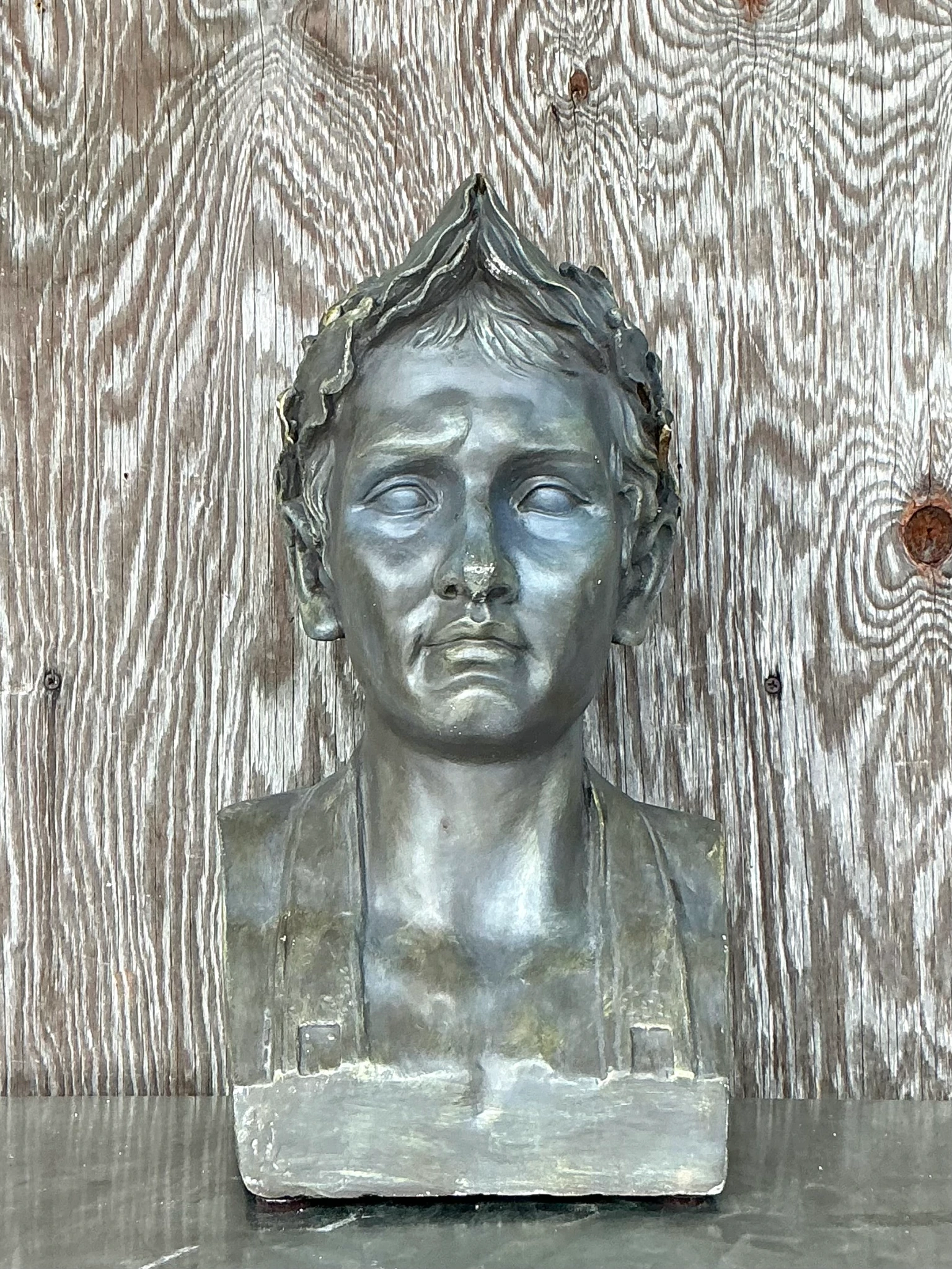 Vintage Boho Plaster Bust Of Napoleon - Side view