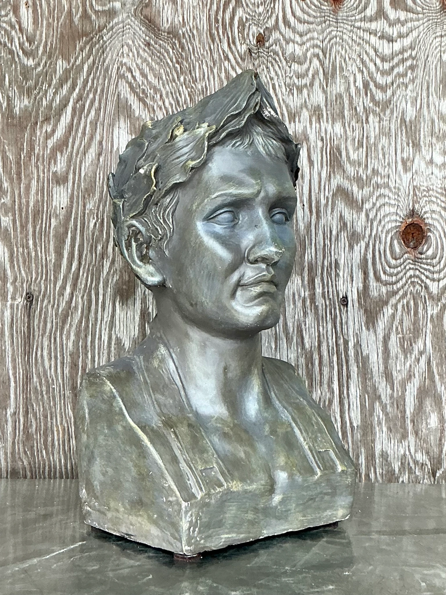 Vintage Boho Plaster Bust Of Napoleon - Back view