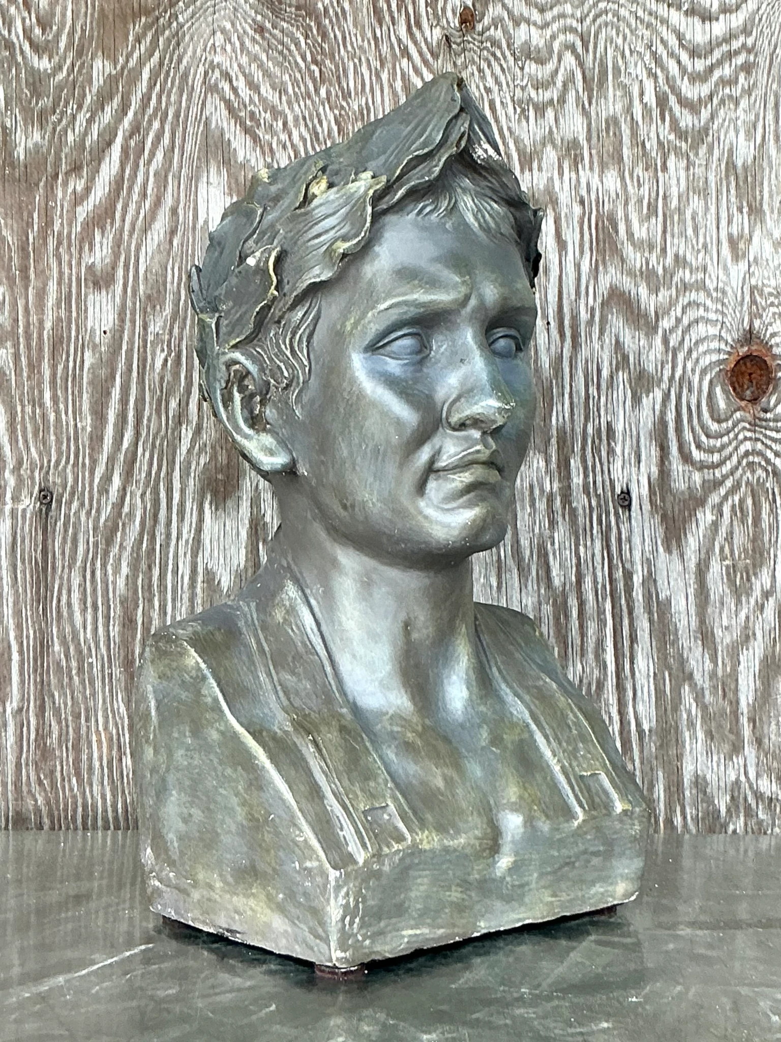 Vintage Boho Plaster Bust Of Napoleon - Top view