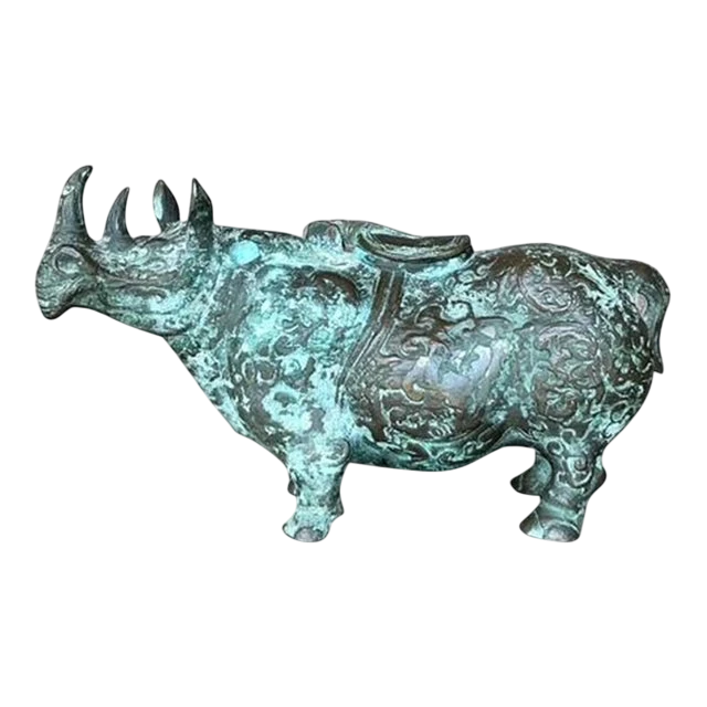 Vintage Asian Bronze Temple Rhino