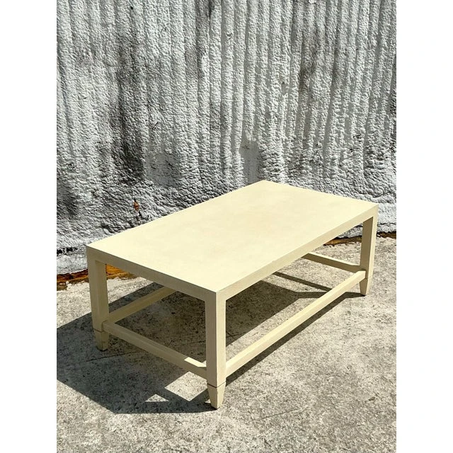 Vintage Boho Made Goods “Jarin” Grasscloth Coffee Table - Side view