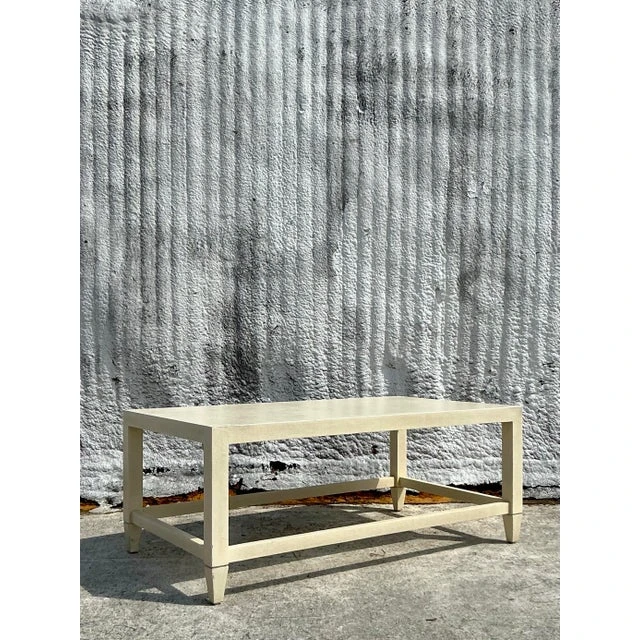 Vintage Boho Made Goods “Jarin” Grasscloth Coffee Table - Back view