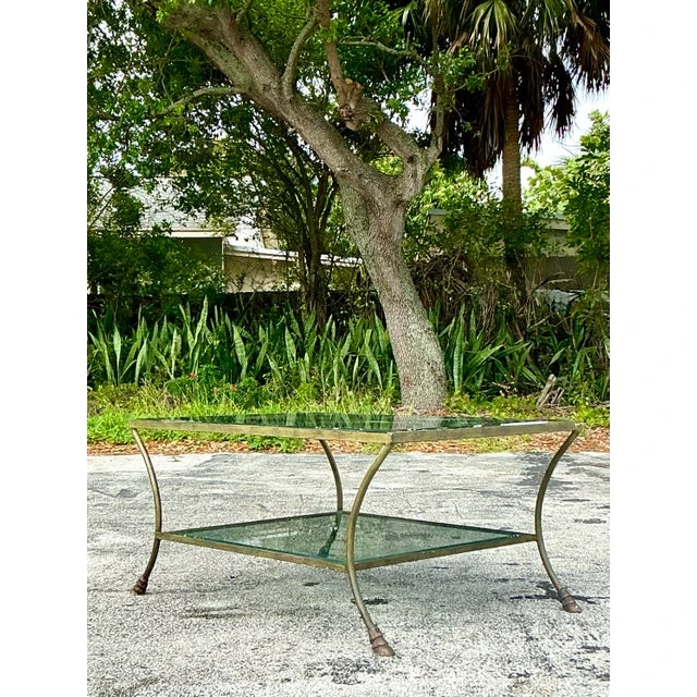 Vintage Regency Brass Hoof Coffee Table - Detail view