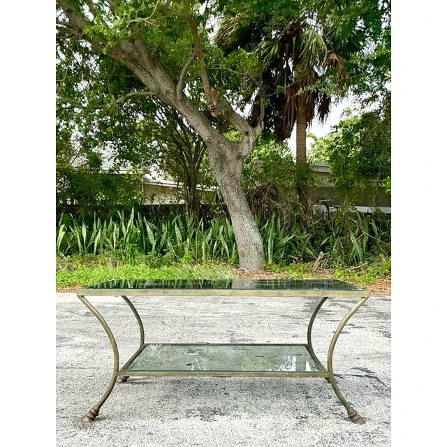 Vintage Regency Brass Hoof Coffee Table - Back view