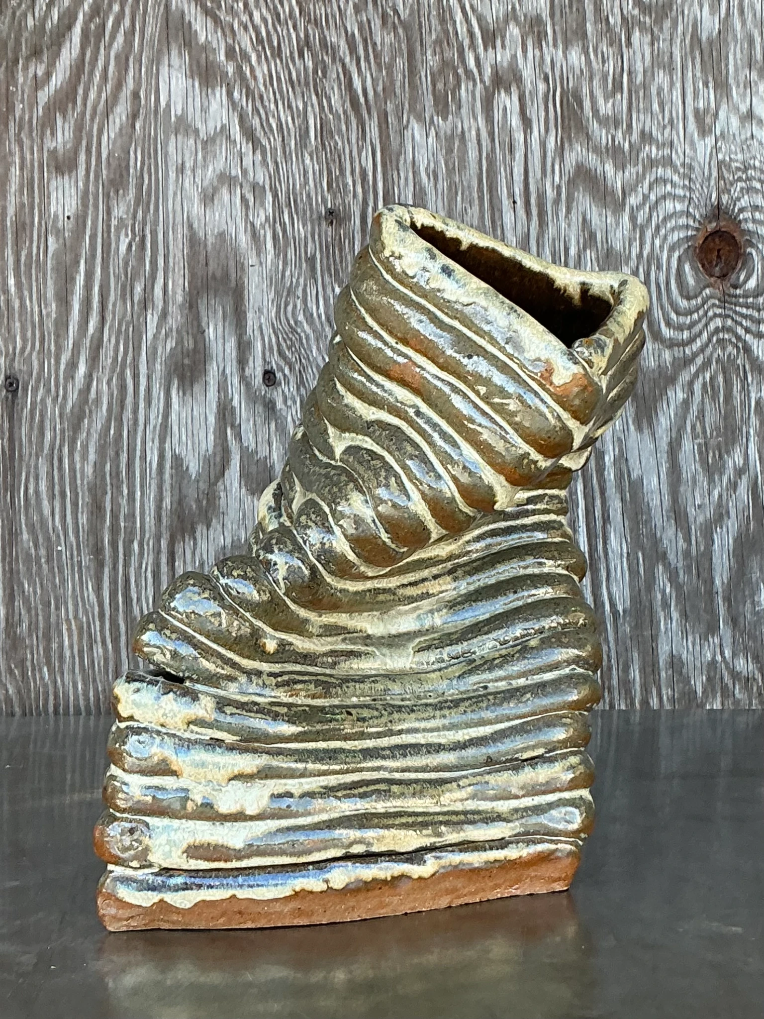Vintage Boho Original Coil Vase - Side view