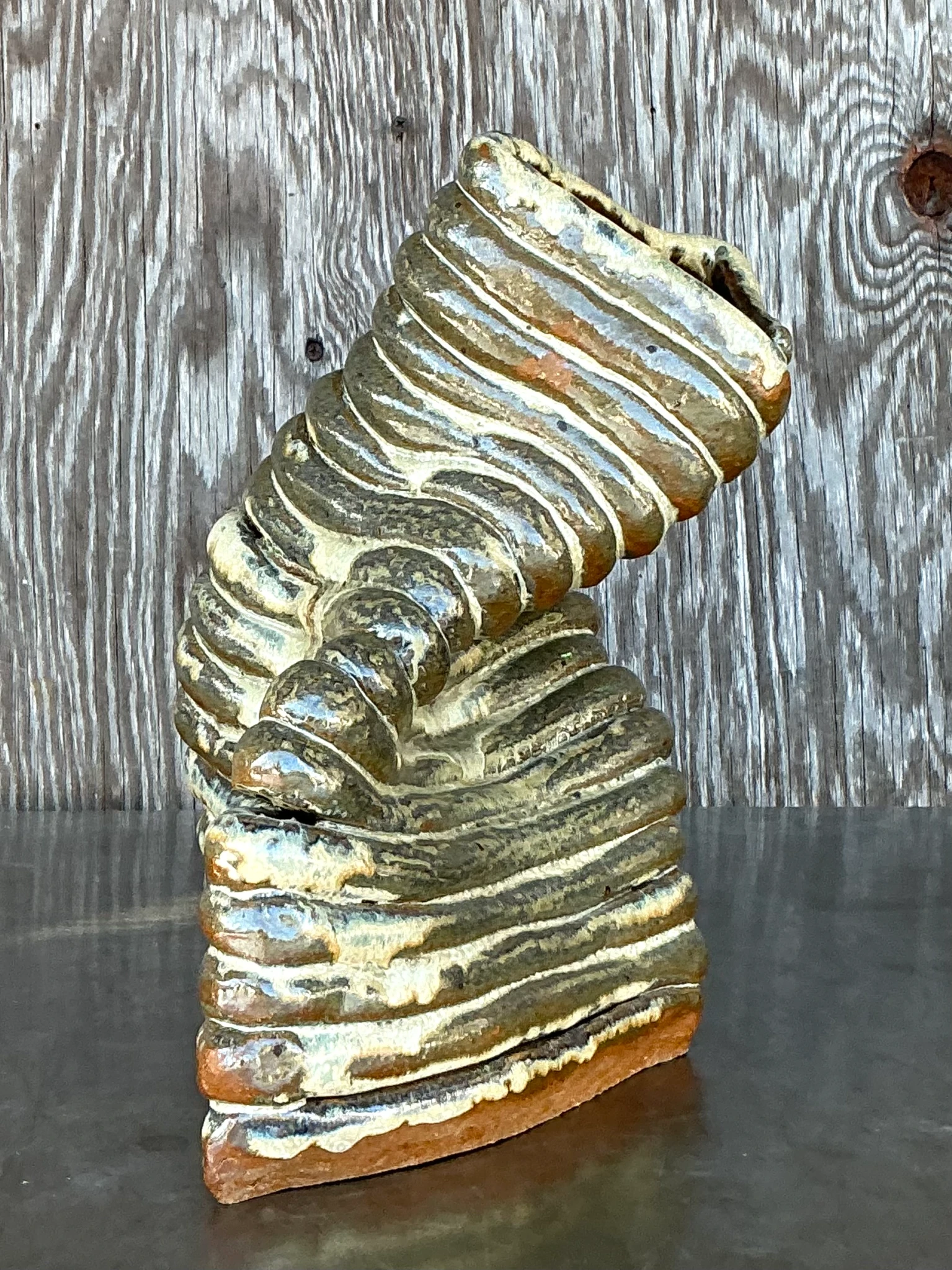 Vintage Boho Original Coil Vase - Back view