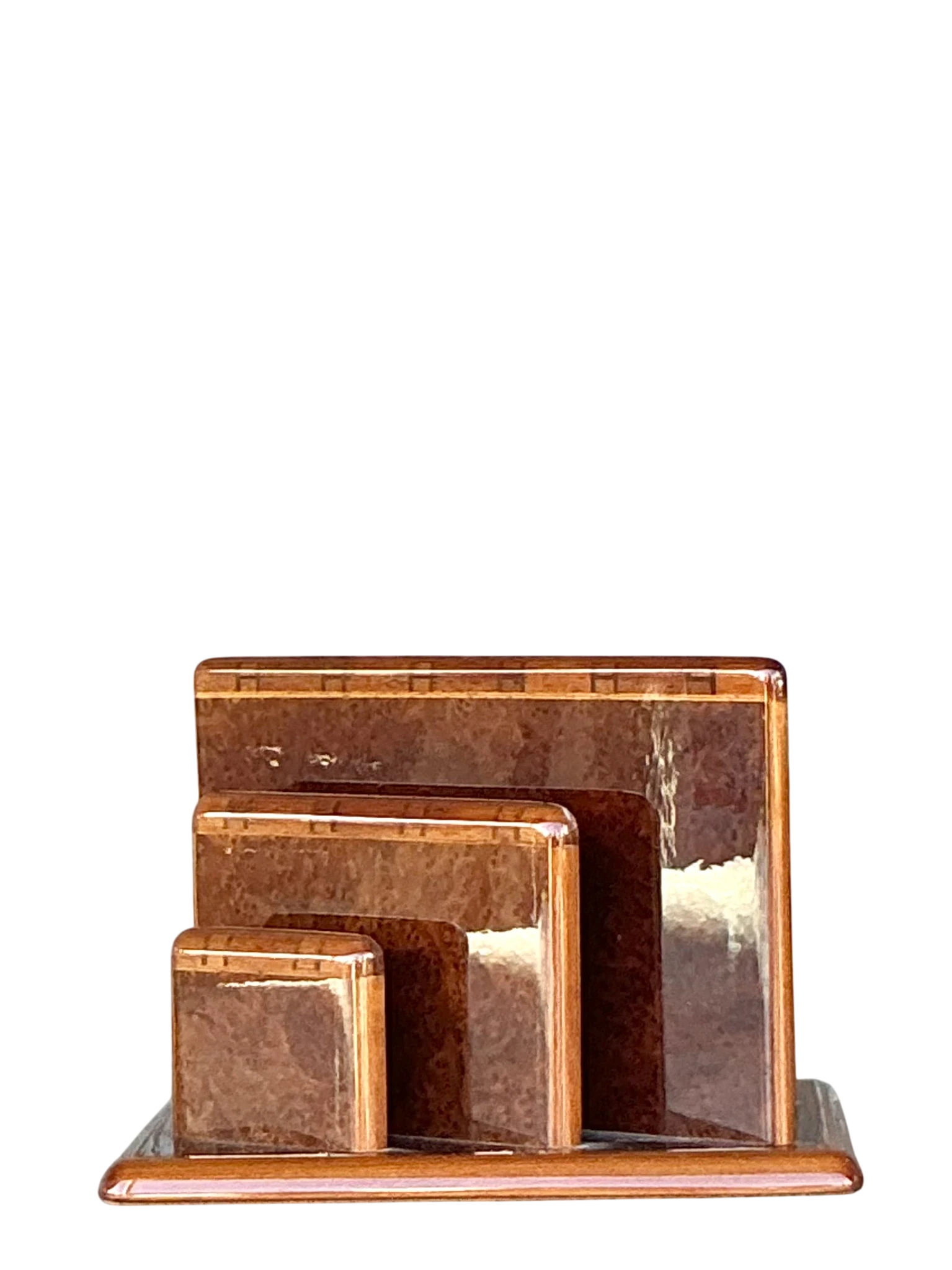 Vintage Boho Hermes Burl Walnut Logo Letter Holder 