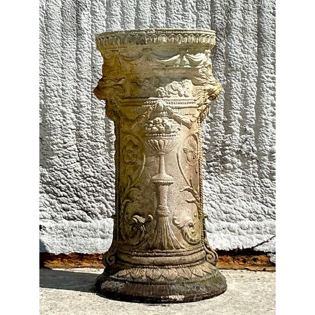 Vintage Regency Cast Cement Swag Pedestal - Top view