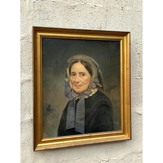 Vintage Boho Original Oil Portrait on Canvas - Side view