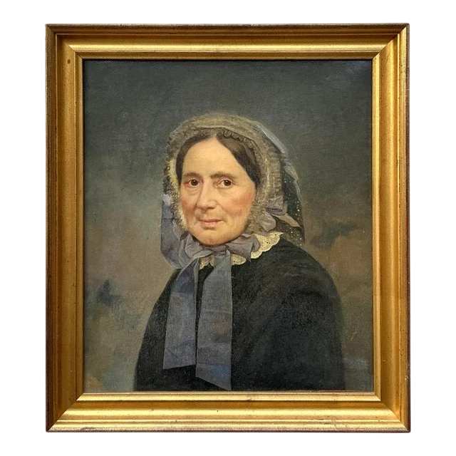 Vintage Boho Original Oil Portrait on Canvas