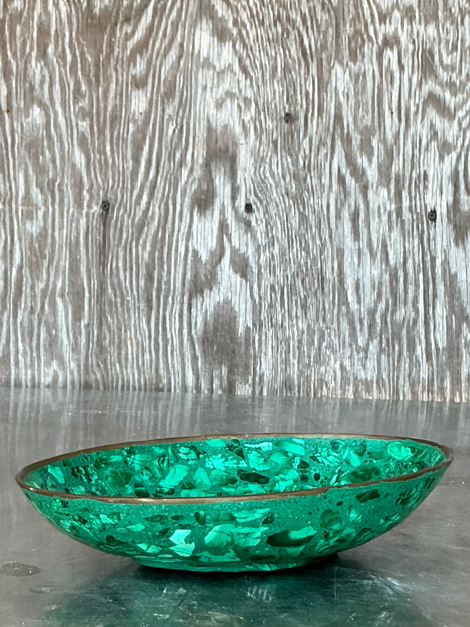 Vintage Boho Malachite Bowls- a Pair - Back view