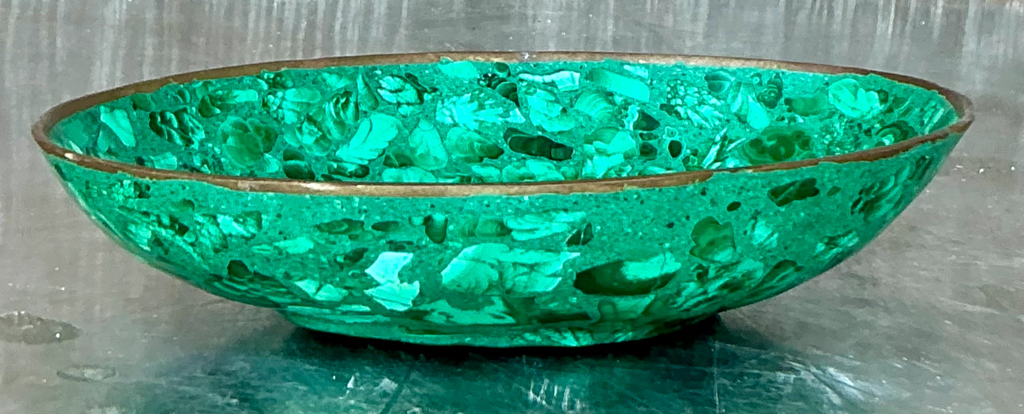 Vintage Boho Malachite Bowls- a Pair - Top view