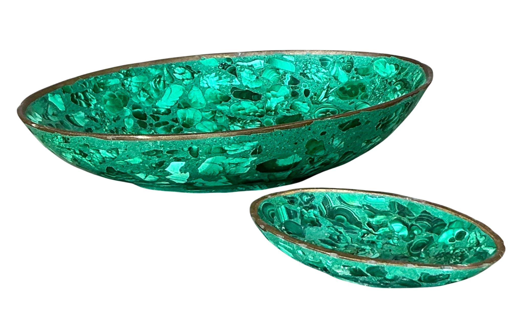 Vintage Boho Malachite Bowls- a Pair