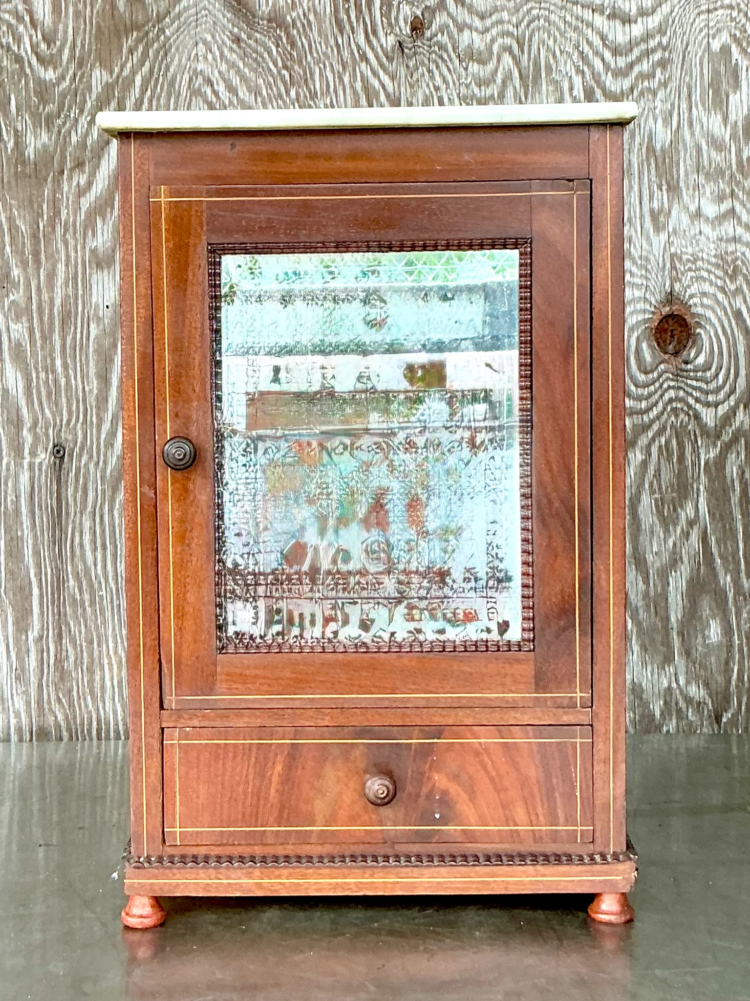 Vintage Petite Cabinet with Inset Mirror  - Detail view