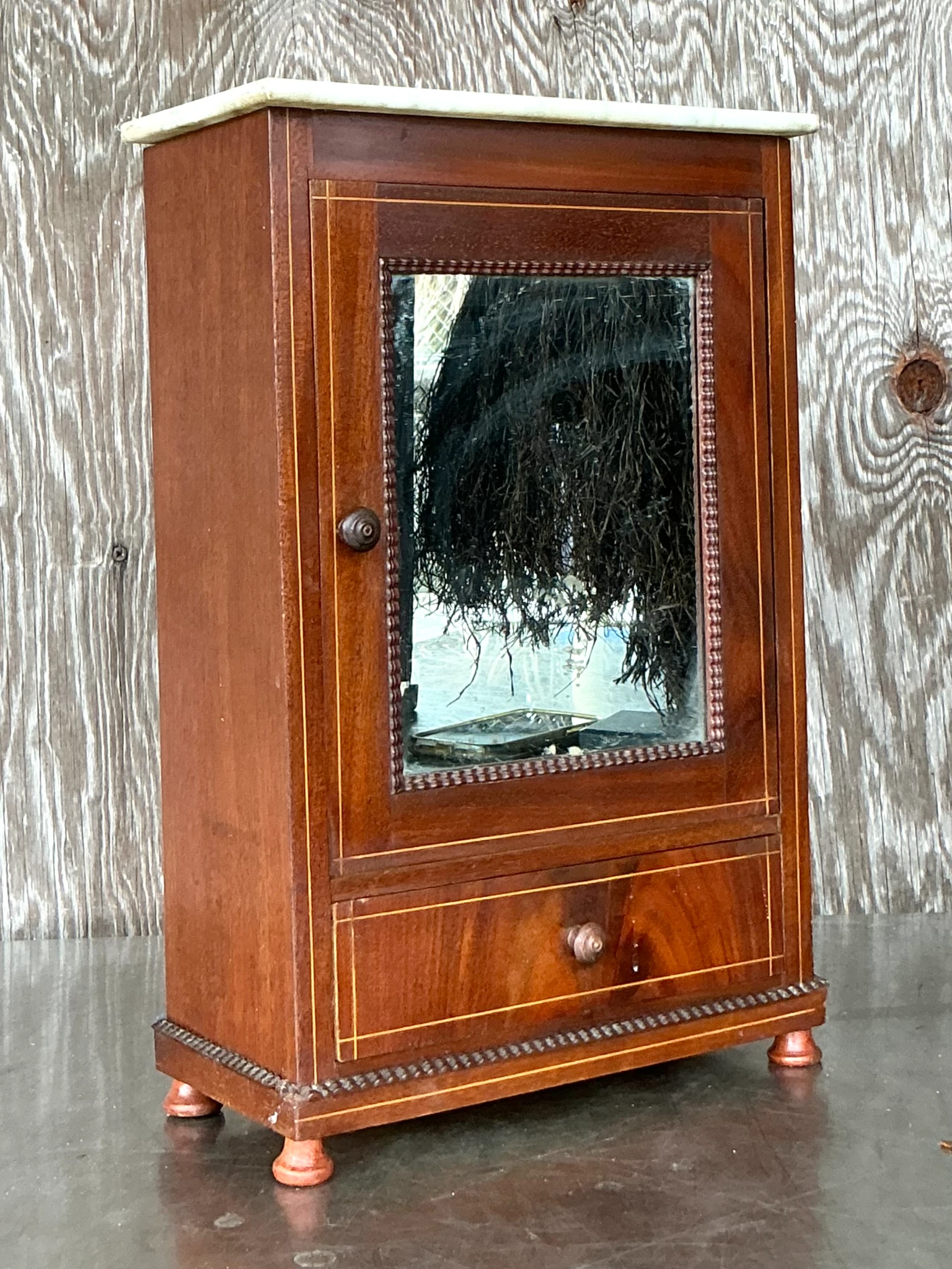 Vintage Petite Cabinet with Inset Mirror  - Top view