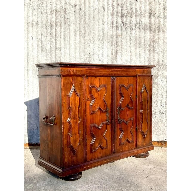 Antique Boho 19th Century Carved Wood Cabinet - Back view