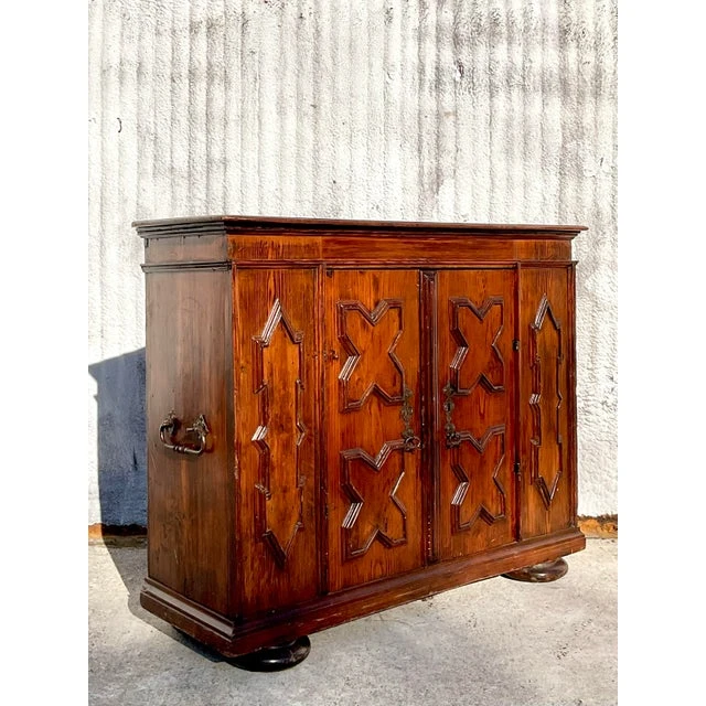 Antique Boho 19th Century Carved Wood Cabinet - Detail view