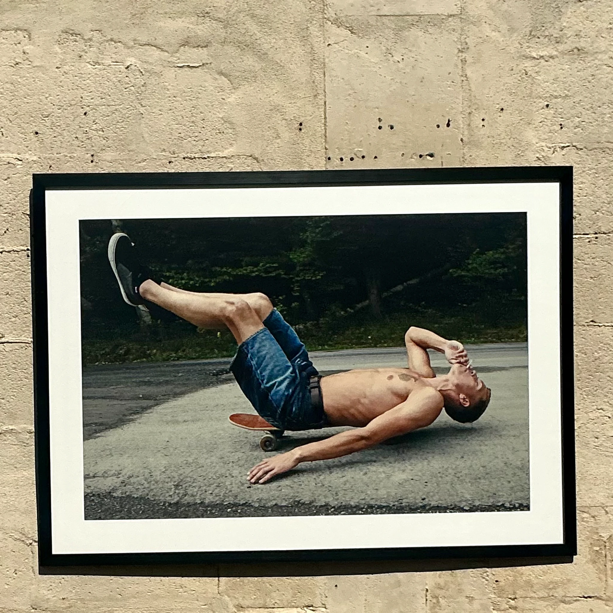 Vintage Boho Original Photograph of Skateboarder  - Side view