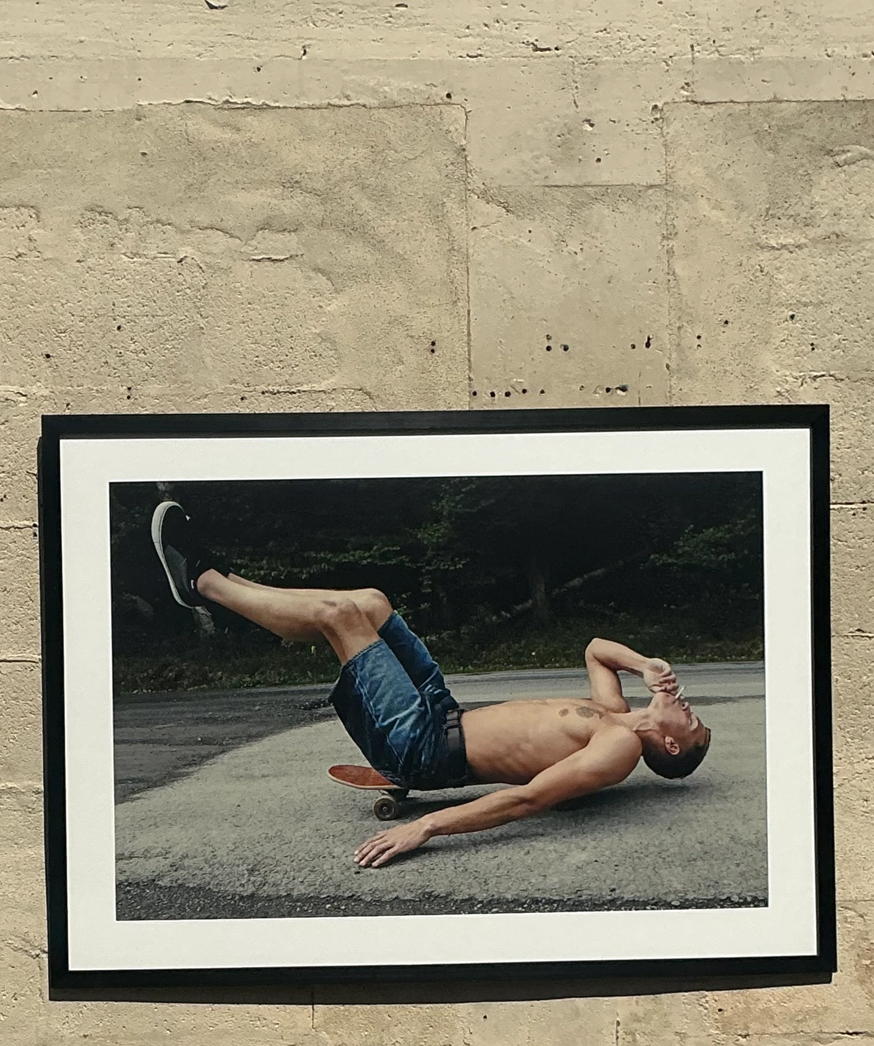 Vintage Boho Original Photograph of Skateboarder - Top view