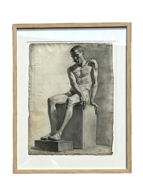 Vintage Boho Original 1920s Pencil Sketch Of Man