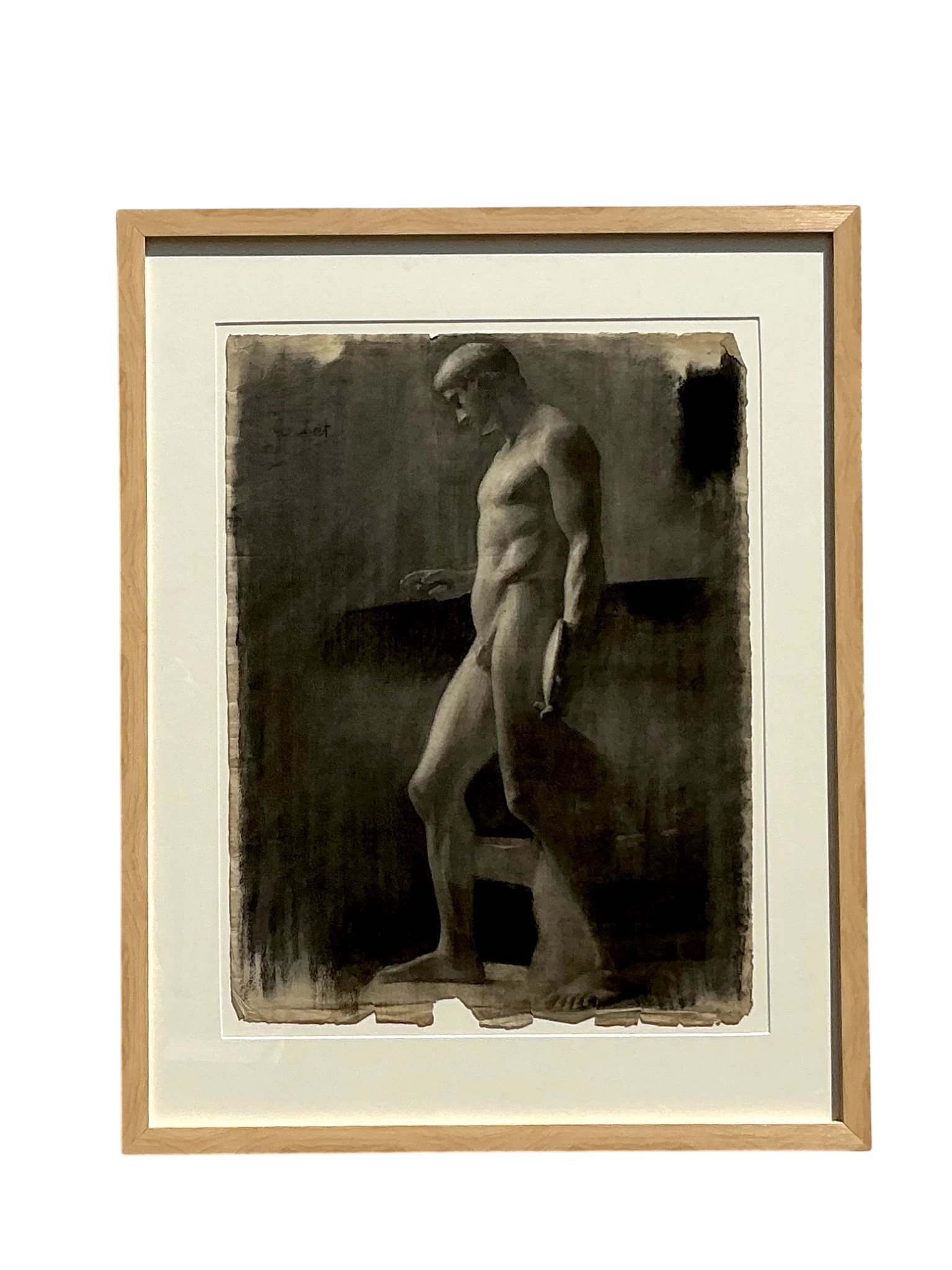 Vintage Boho Original Pencil Sketch Of Man