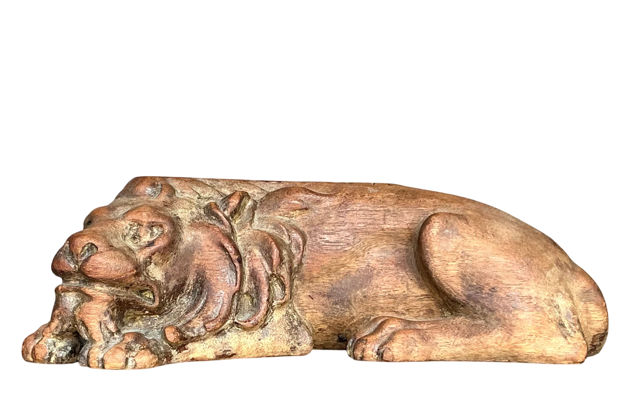 Vintage Boho Carved Wood Lion