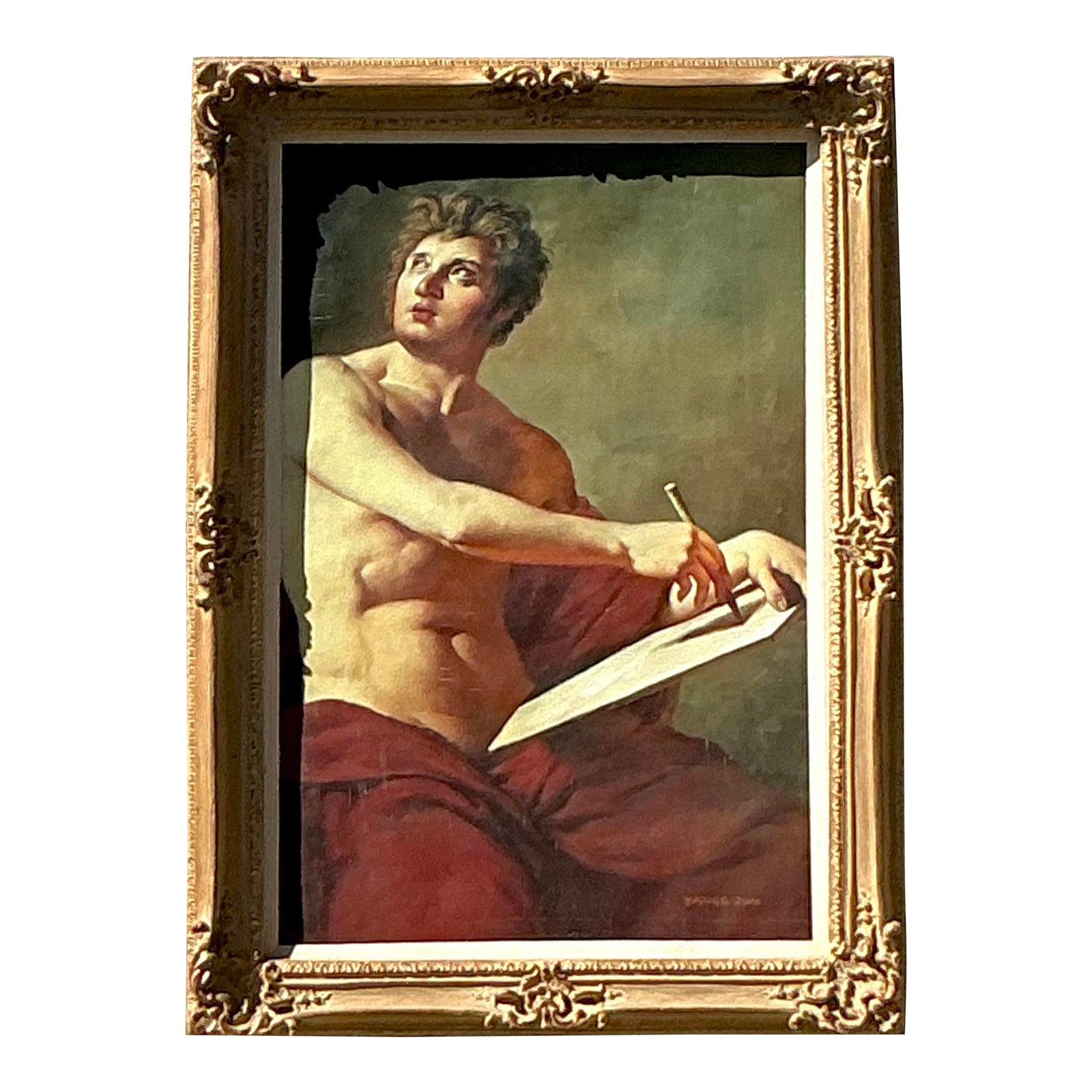 Regency Style Original Figurative Oil on Canvas Painting, Framed