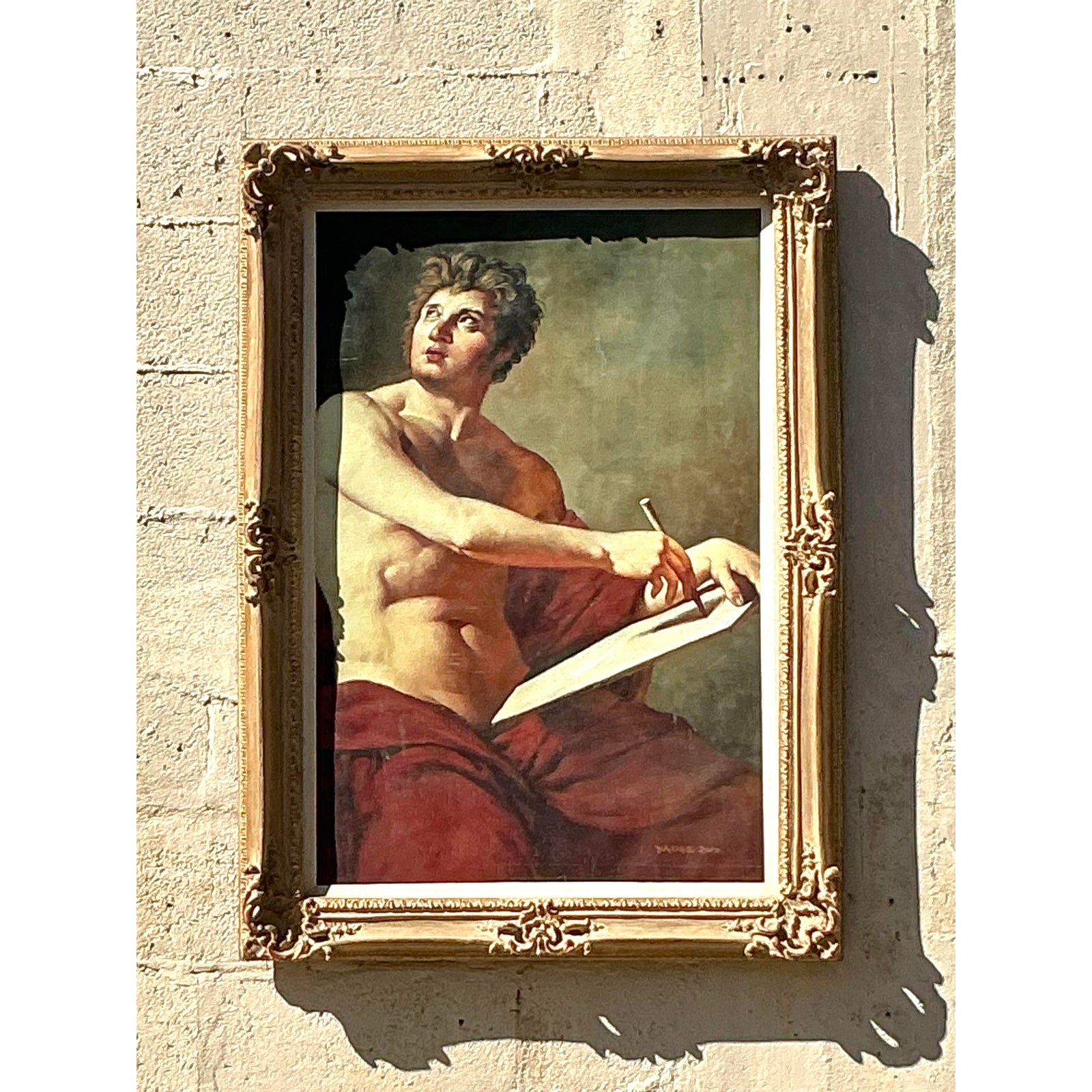 Regency Style Original Figurative Oil on Canvas Painting, Framed - Side view