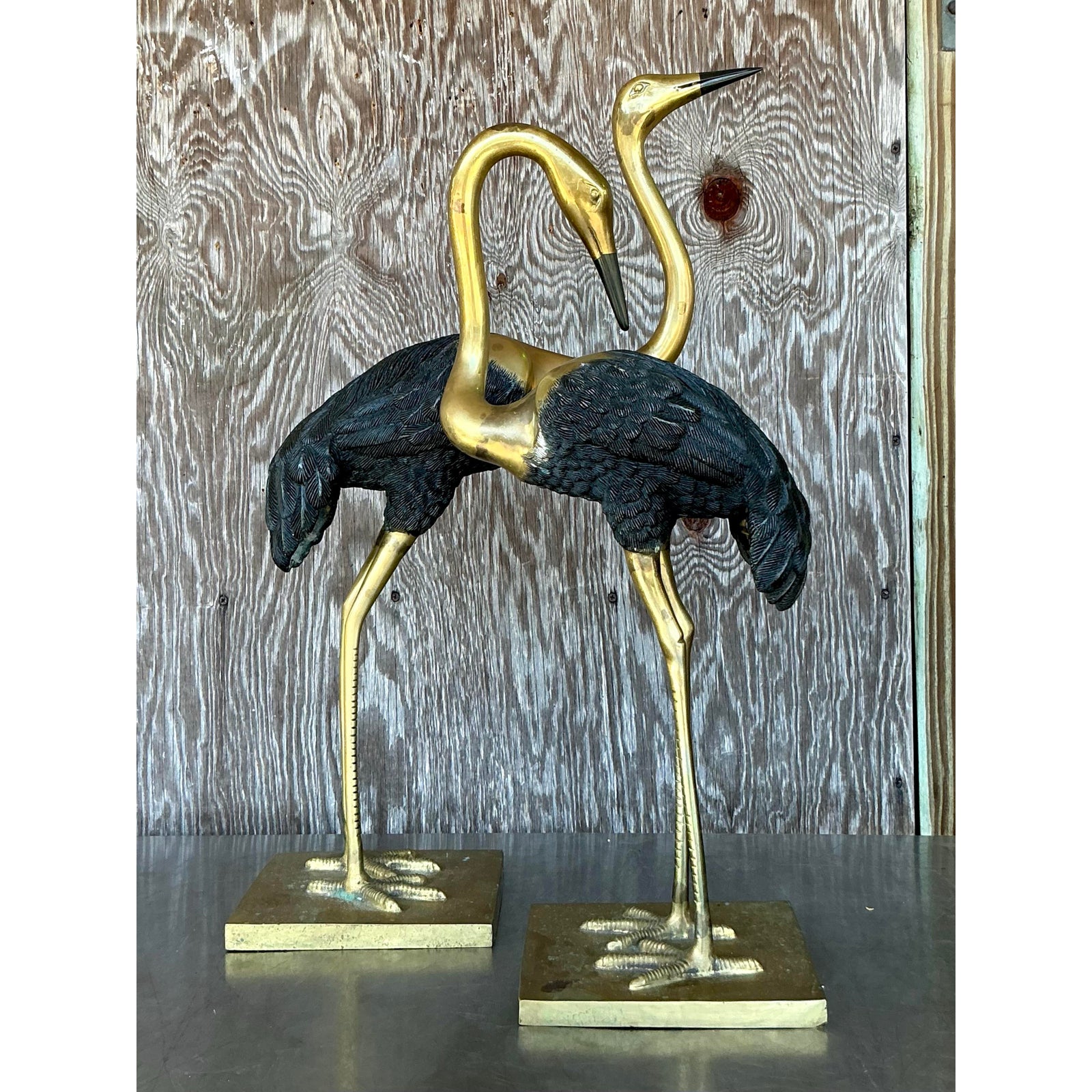 Vintage Boho Brass and Pewter - A Pair - Back view