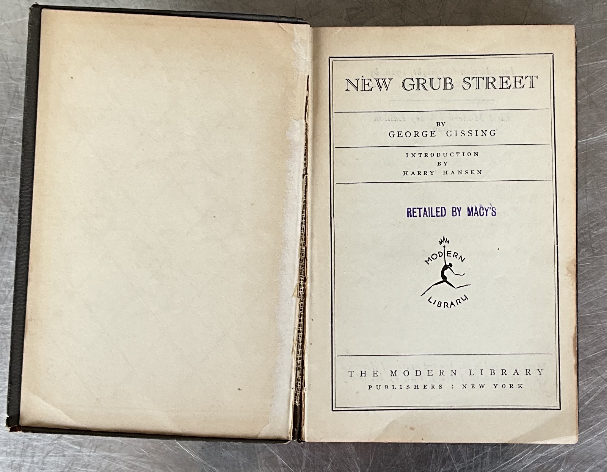 Vintage Regency First Modern Library Edition of New Grub Street - Side view