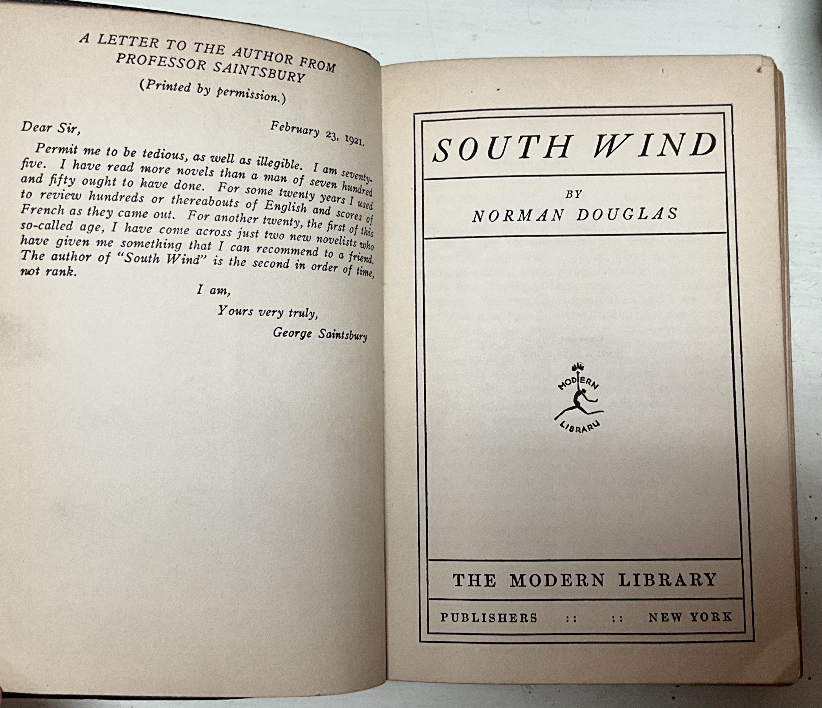 Vintage Regency First Modern Library Edition of South Wind - Back view
