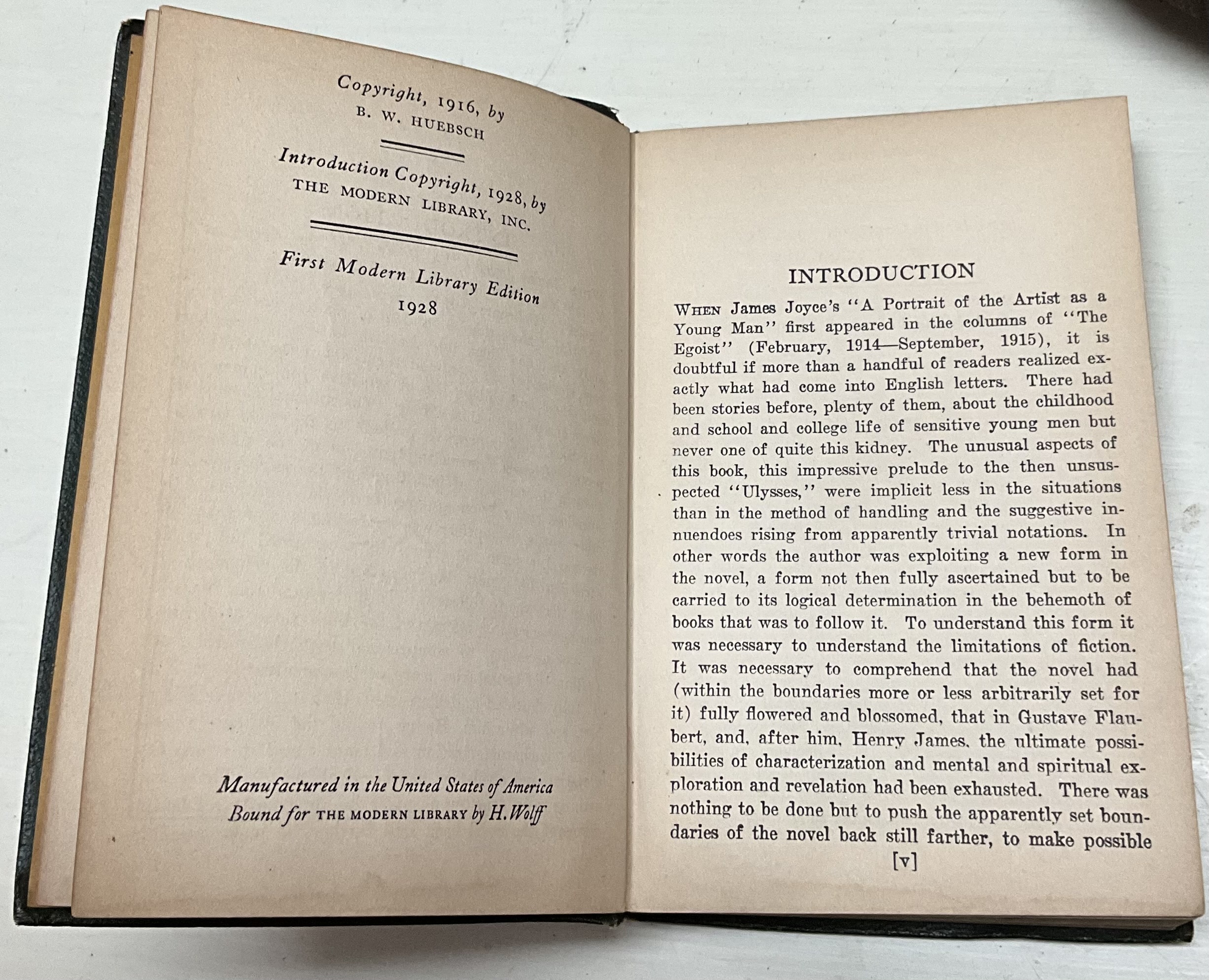 Vintage Regency First Modern Library Edition of A Portrait of The Artist as a Young Man - Top view