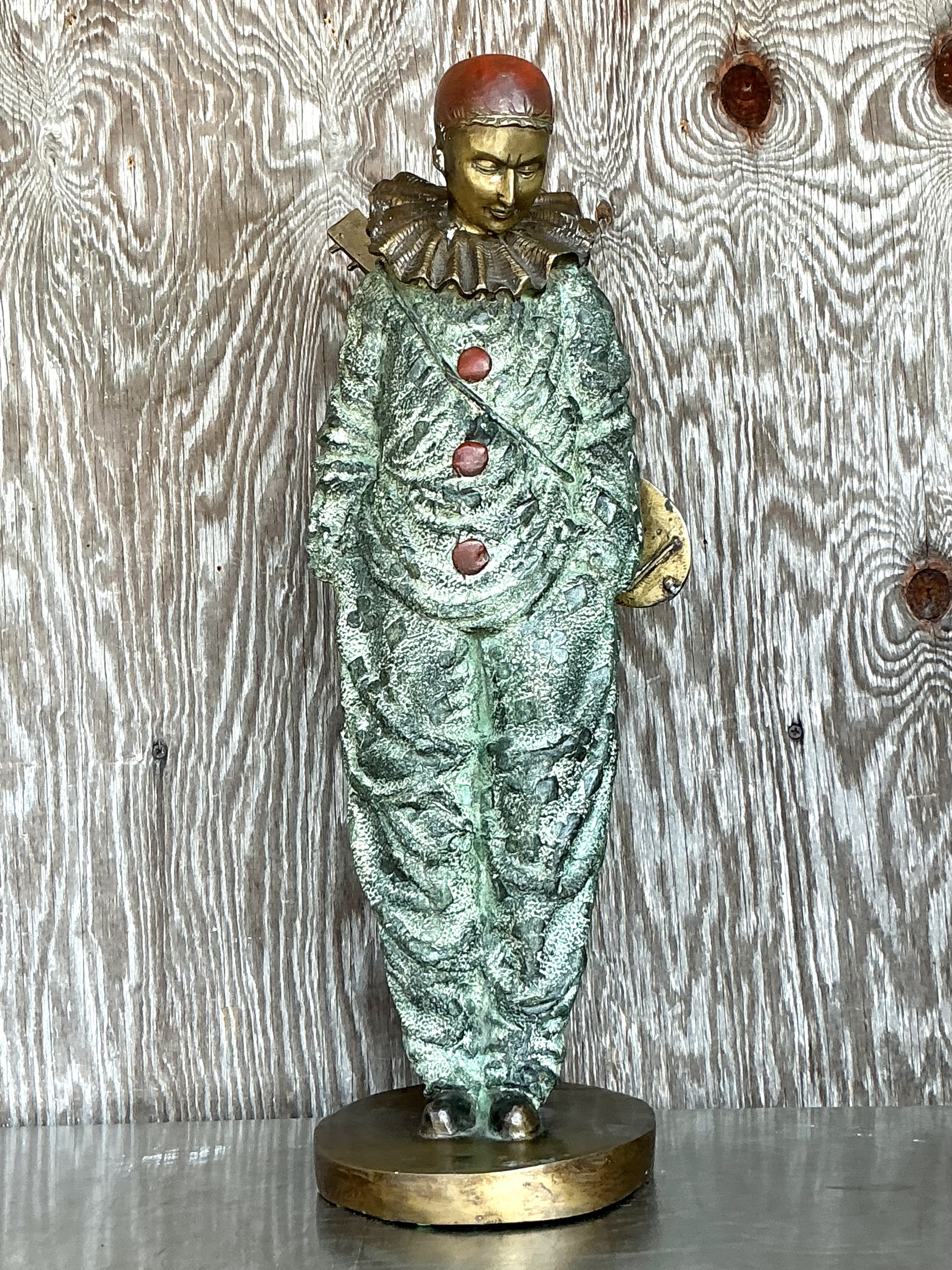 Vintage Italian Bronze Clown Sculpture  - Back view