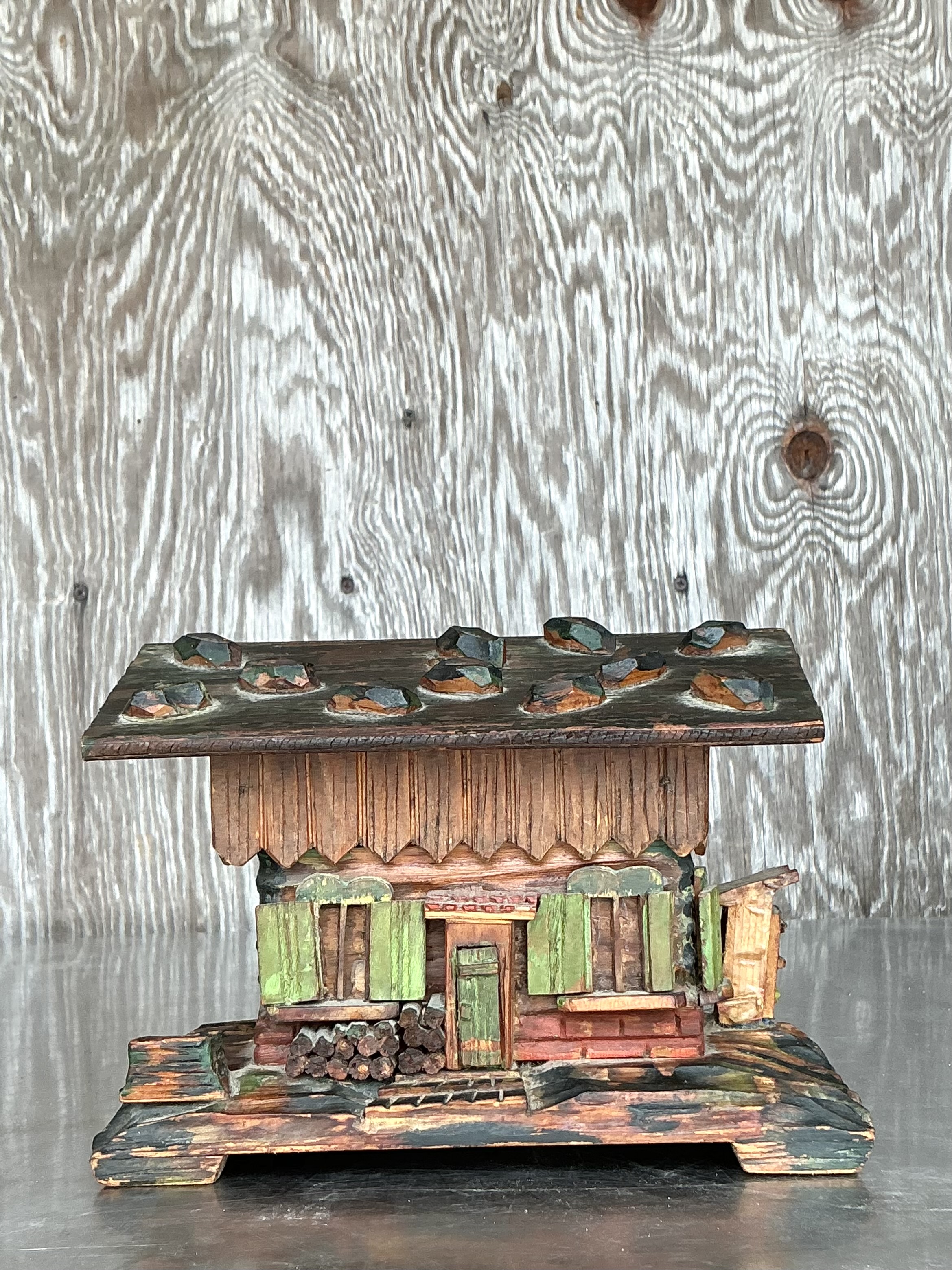 Vintage Boho Hand Made Log Cabin Box - Side view
