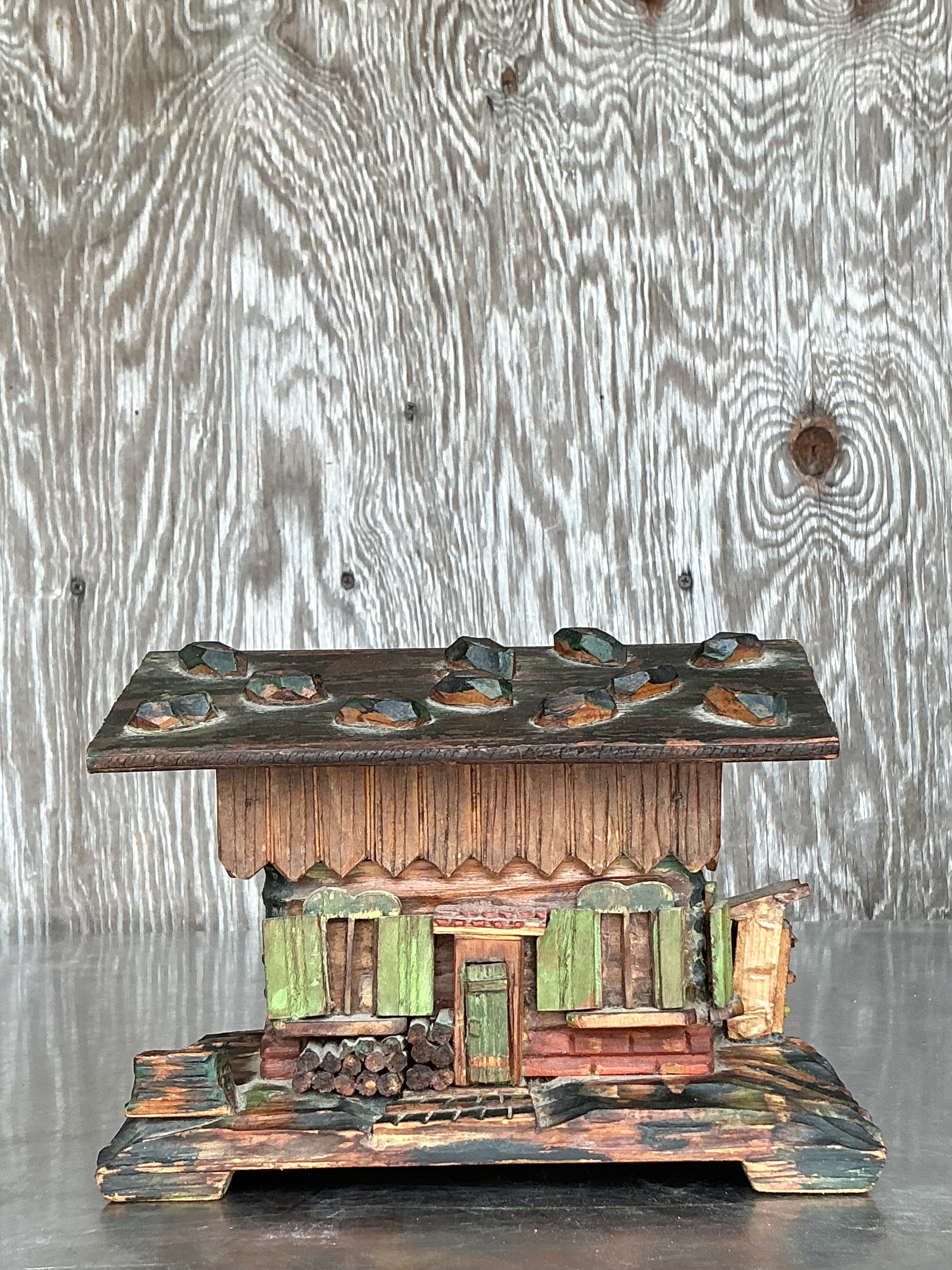 Vintage Boho Hand Made Log Cabin Box - Detail view