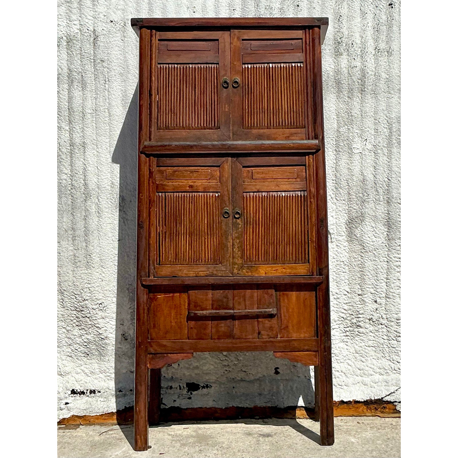 Vintage Boho Teak Tall Cabinet - Side view