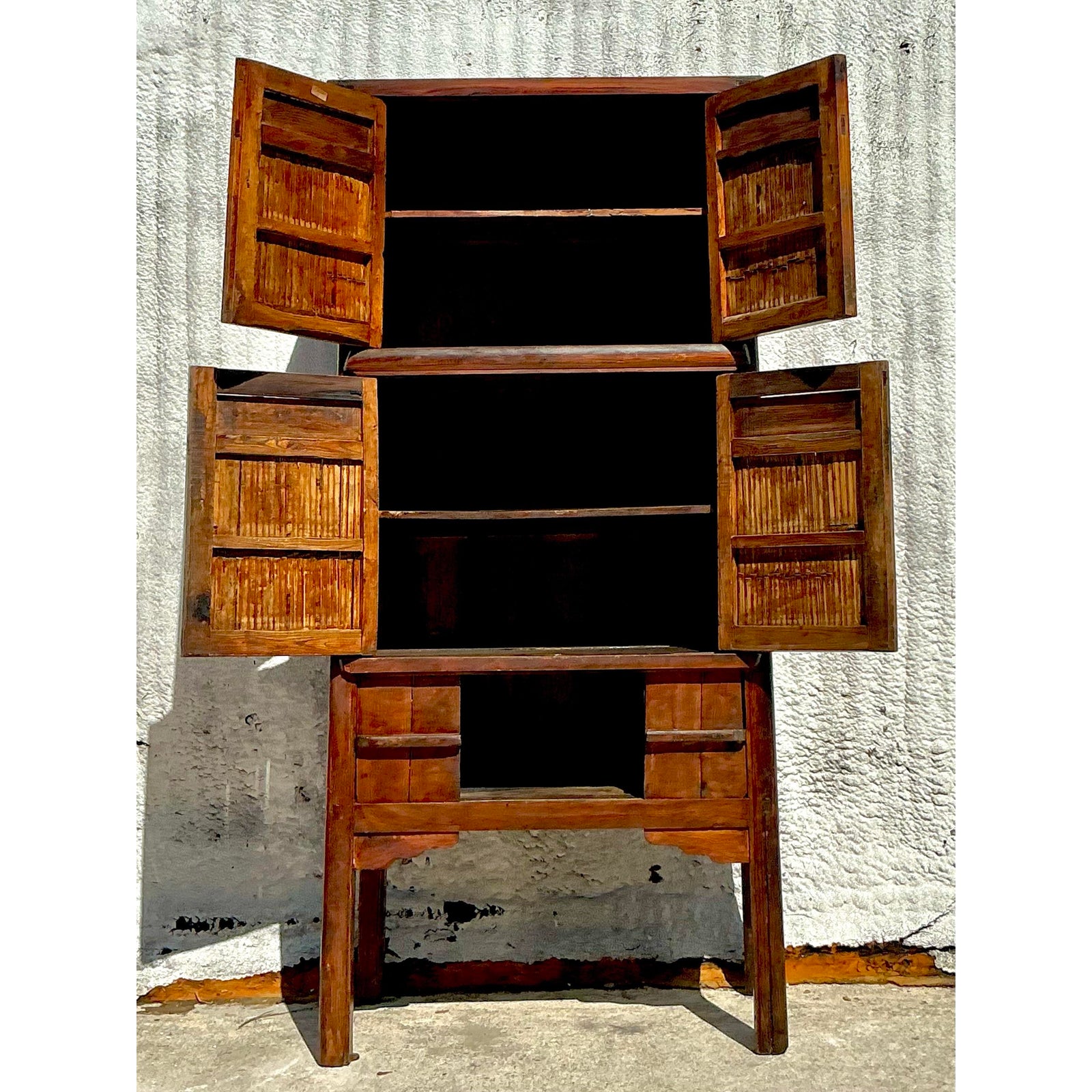 Vintage Boho Teak Tall Cabinet - Top view