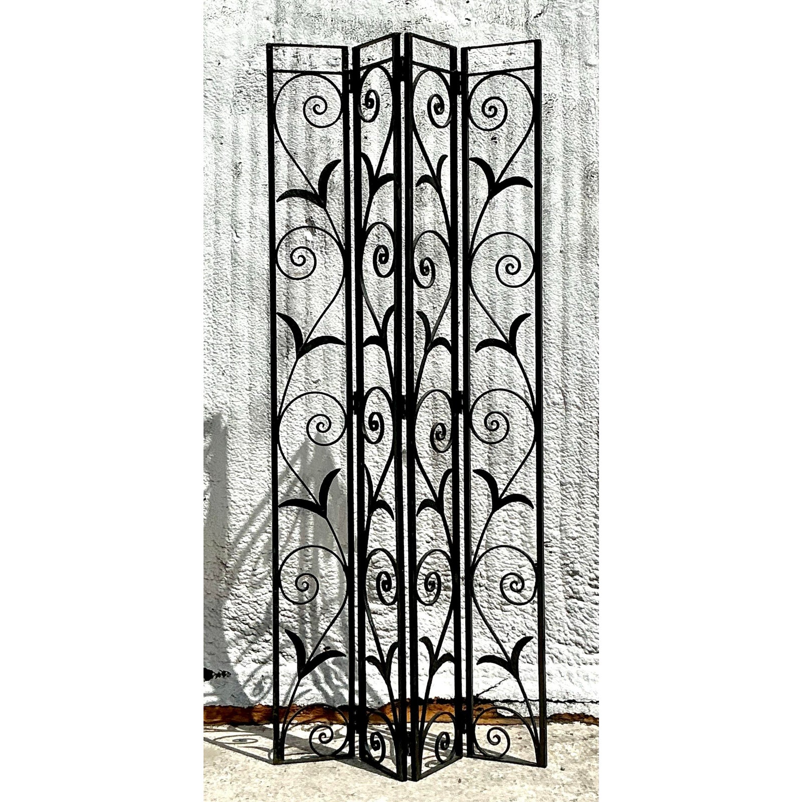 Vintage Art Deco Wrought Iron Screen - Side view