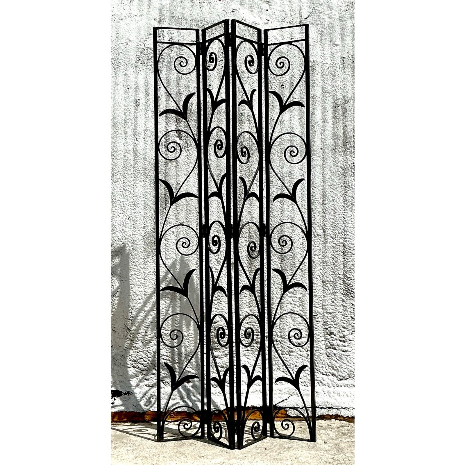 Vintage Art Deco Wrought Iron Screen - Back view