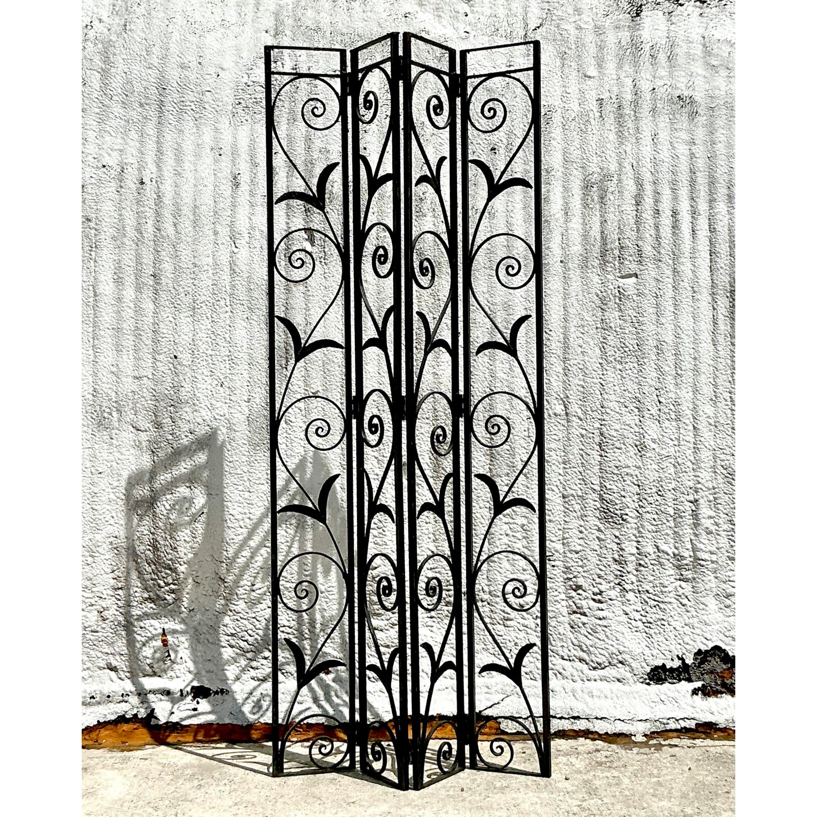 Vintage Art Deco Wrought Iron Screen - Top view