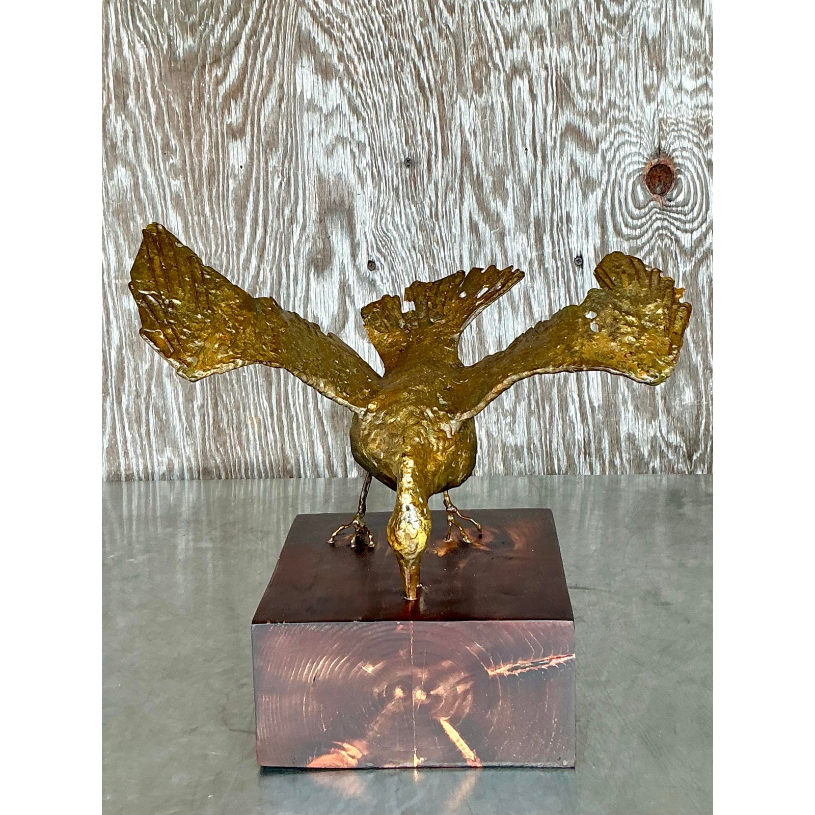 Vintage Boho Gilt Tipped Bird Sculpture - Side view